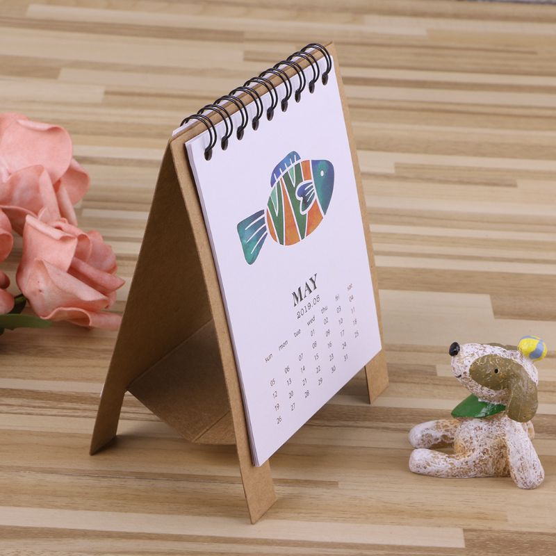 Lịch Để Bàn 2019 Họa Tiết Hoạt Hình Dễ Thương Đa Chức Năng