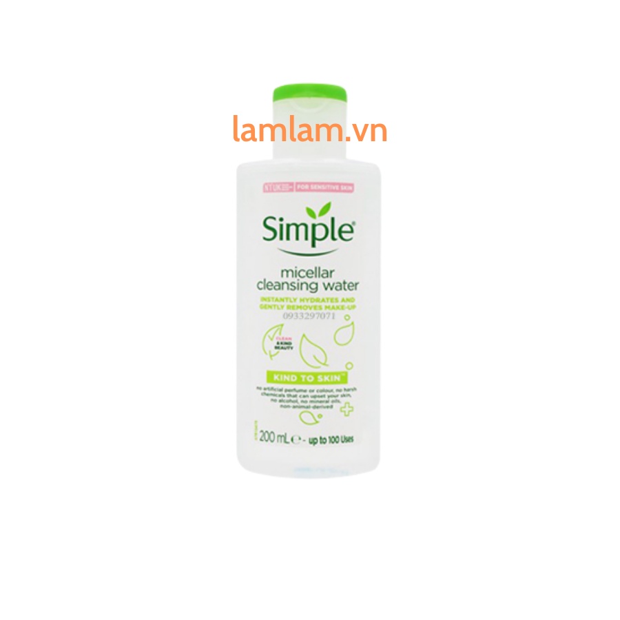 Nước tẩy trang kiềm dầu Simple Micellar Cleansing Water 200ml