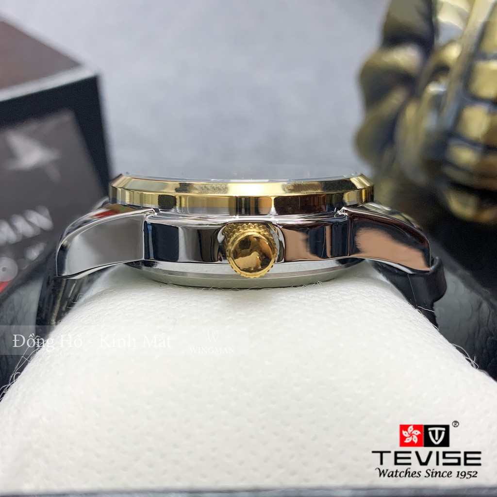 Đồng hồ nam máy cơ Tevise T805D-1 dây da cao cấp, full box, mặt kính sapphire chống xước, chống nước, bảo hành 03 năm