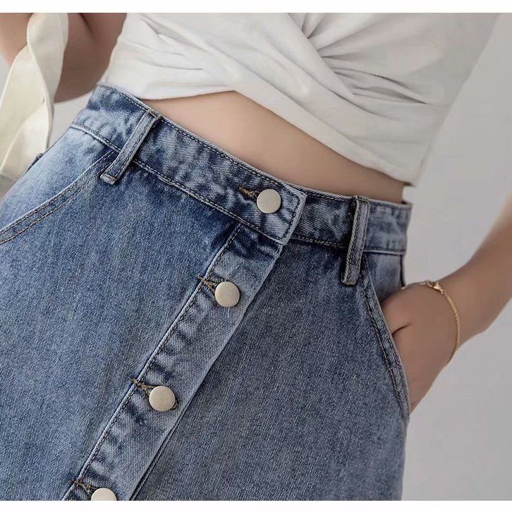 Quần short jean lưng cao ống rộng mẫu mới 2021 dành cho nữ 200 jins