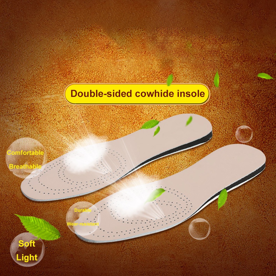 Miếng Lót Giày Da Bò Hai Mặt Thấm Hút Mồ Hôi Thoáng Khí Tăng Chiều Cao Chống Trượt Thoáng Khí
