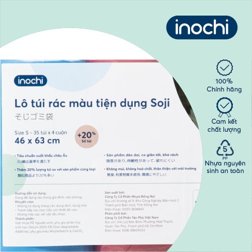 Lô túi rác màu tiện dụng Inochi - Soji 4 x10L(có quai cầm)