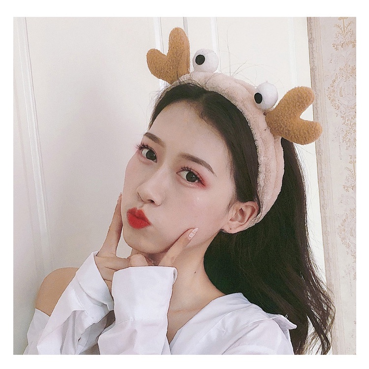 Băng Đô Cài Tóc Bản Rộng Co Giãn Chống Trượt In Họa Tiết Hoạt Hình Phong Cách Hàn Quốc Xinh Xắn Cho Nữ