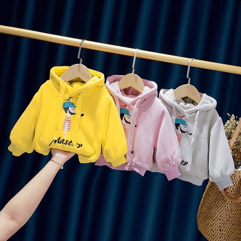 Áo hoodie nỉ lót lông cho bé trai bé gái 11-16kg [KÈM ẢNH THẬT]