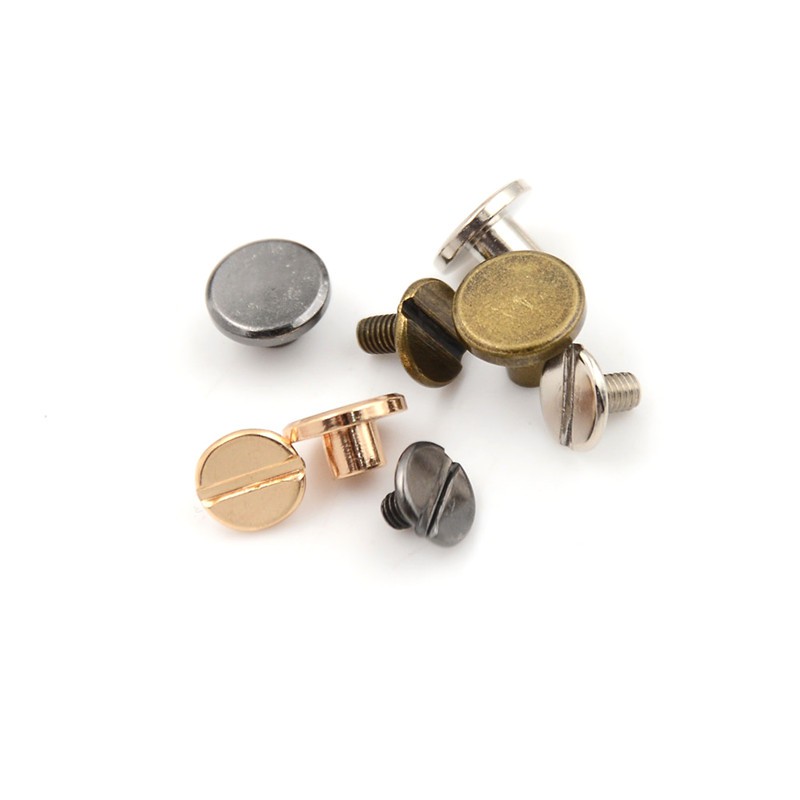 Bộ 10 đinh tán đồng thau thiết kế đầu phẳng làm đồ thủ công da DIY