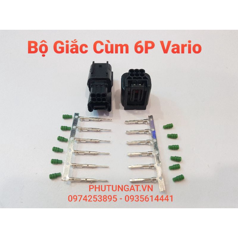 Bộ Giắc Cùm 6P 6 lỗ Vario gồm nhựa cos và su như hình