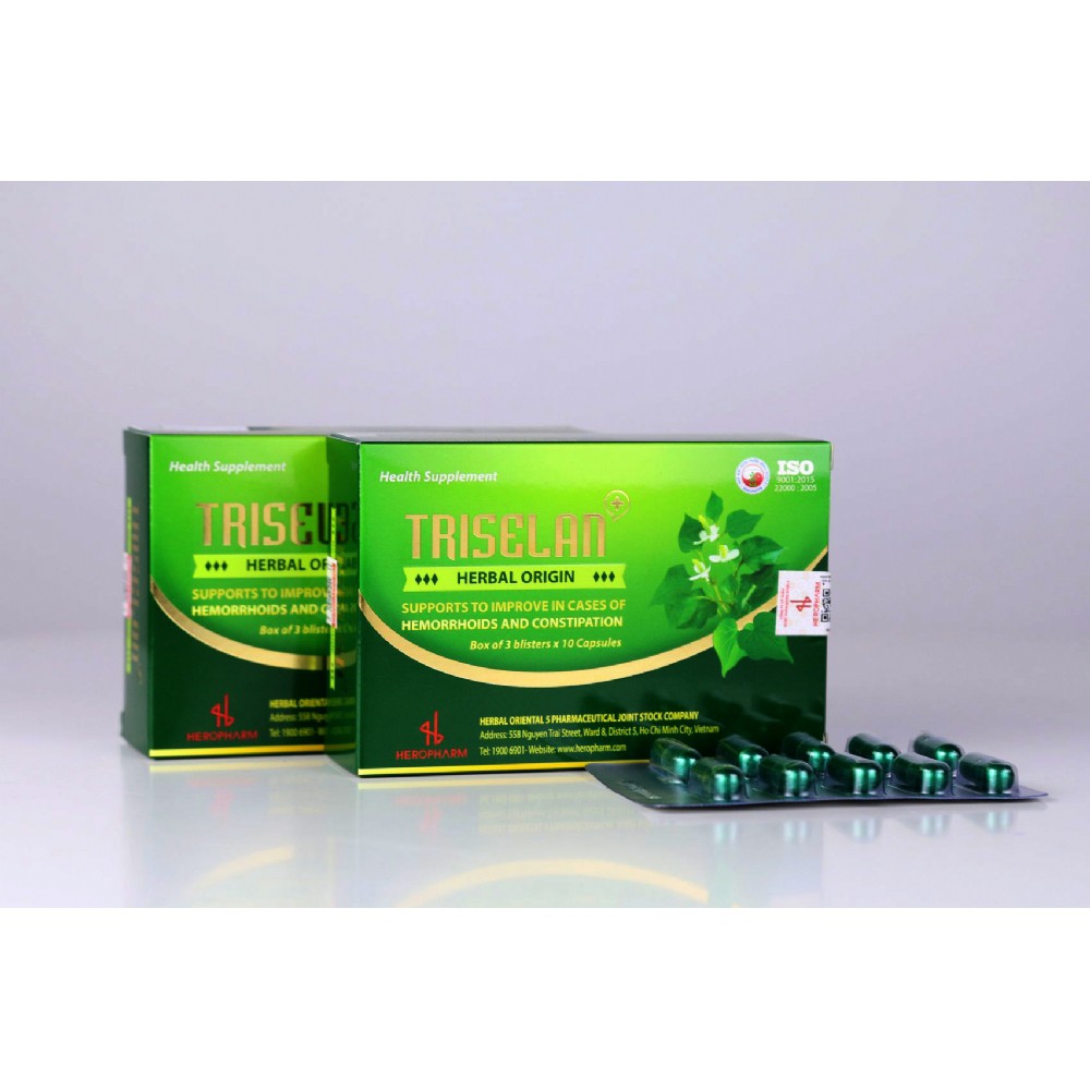Viên uống hỗ trợ điều trị bênh Trĩ và suy giãn tĩnh mạch TRISELAN+ (3 vỉ x 10 viên)