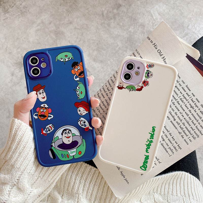 Disney Toy Story Cartoon Phone Case iPhone 11 12 Pro Max Metal Protection Camera Casing Side Pattern Soft Silicone Back Cover iPhone 7 8 Plus SE 2020 12 Mini X XS MAX XR