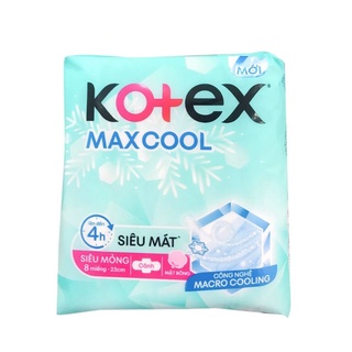Băng vệ sinh siêu mỏng Kotex Max Cool siêu mát 23cm gói 8 miếng