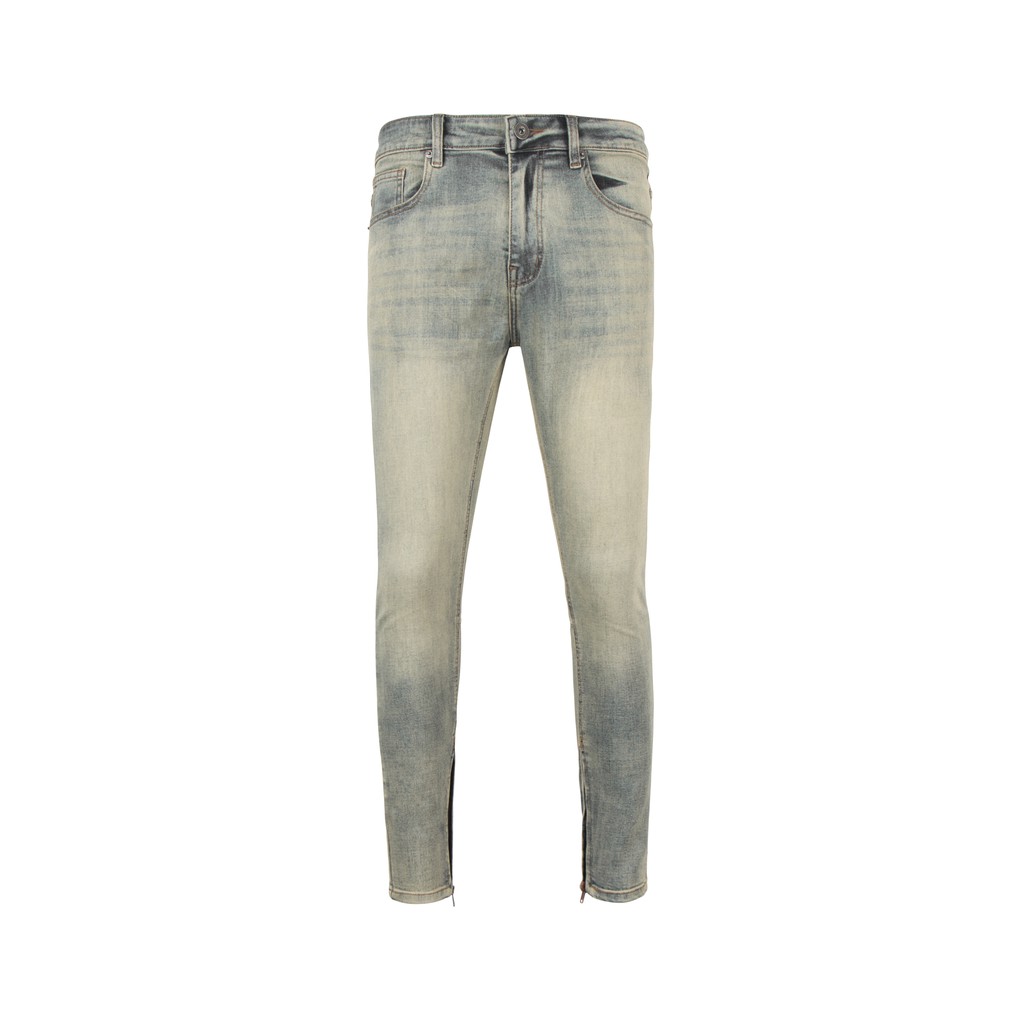 Quần Skinny Jeans Nam-Màu Xanh Bạc-Chất Liệu Cotton Co Giãn-Ống Đứng Dáng-Có Khóa Zip Dưới Ống Chân | BigBuy360 - bigbuy360.vn