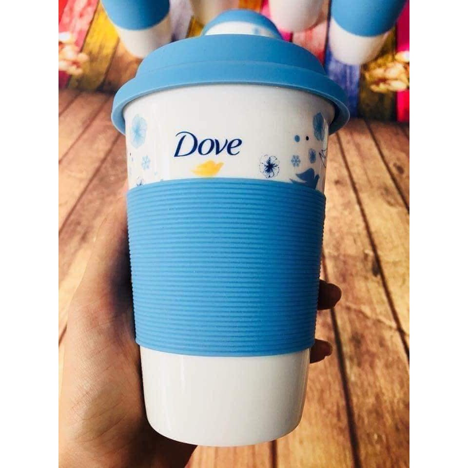 (BG) Cốc sứ Dove có nắp đậy silicon