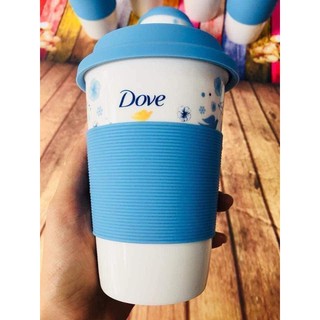 (BG) Cốc sứ Dove có nắp đậy silicon