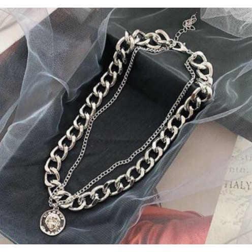 Dây chuyền nữ 2 tầng mặt đồng xu cá tính - vòng cổ nữ choker hợp kim trang sức  - Lolotica