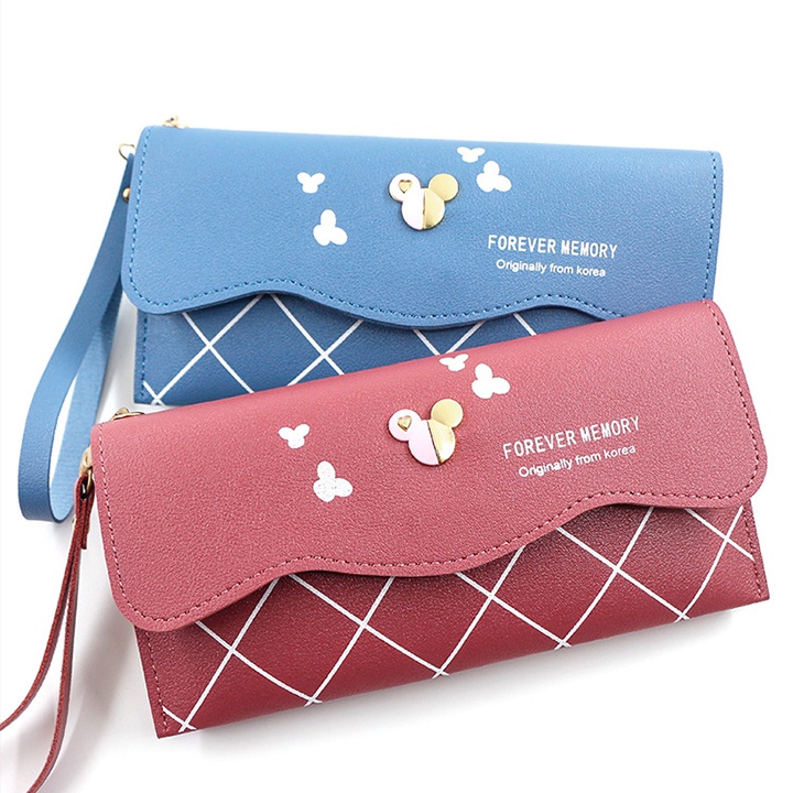 Ví Nữ Cầm Tay Dáng Dài Kẻ Caro Đẹp R523 Menbense Thời Trang Hàn Quốc Nhiều Ngăn Đựng Tiền