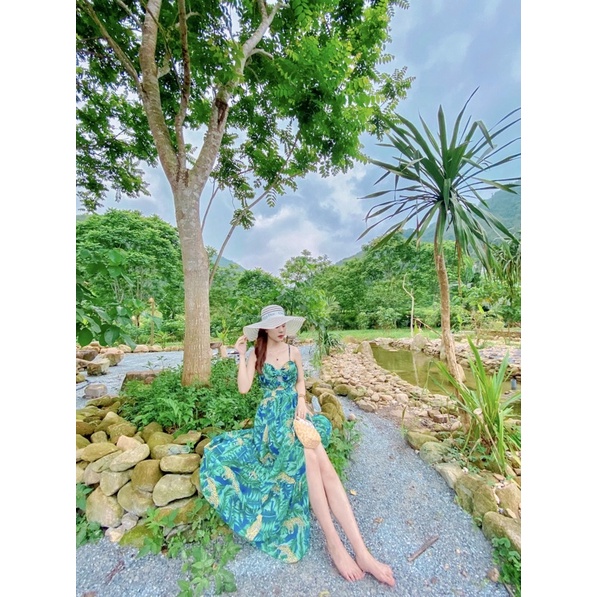 Váy Maxi 2 Dây, Đầm Maxi Đi Biển V305, Họa Tiêt Hoa Chất Voan, Hack Dáng, Khoe Chân Dài Miên Man