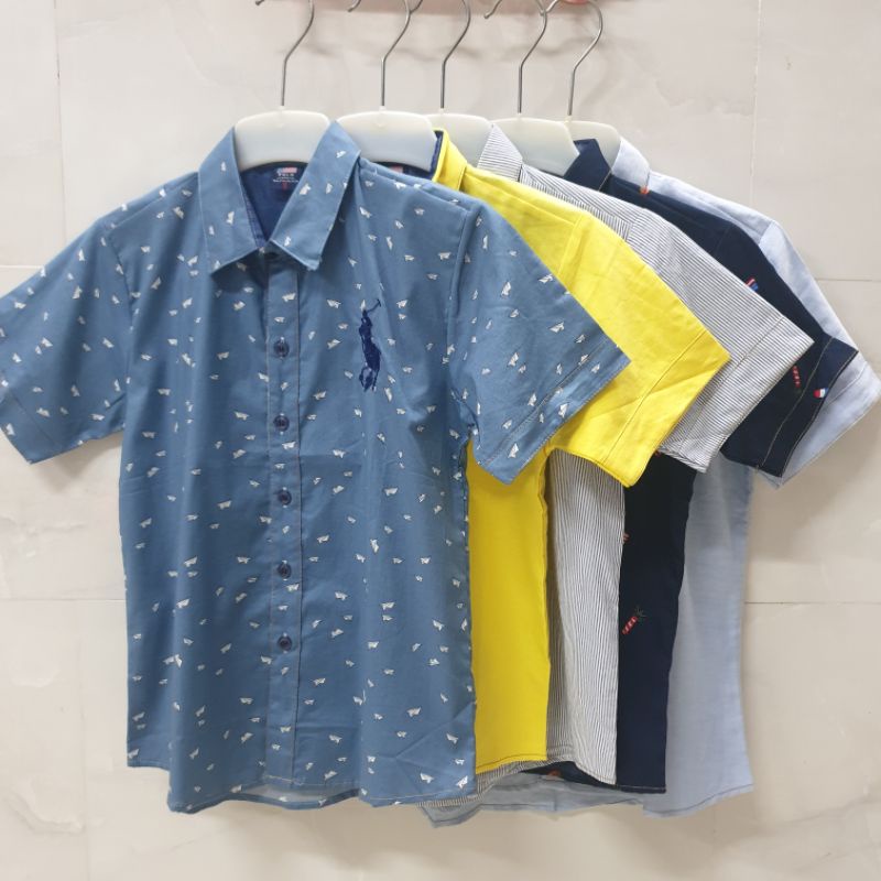 Áo sơ mi bé trai tay ngắn 8-12t (28-45kg) hàng sx bán shop #Mua sỉ ib
