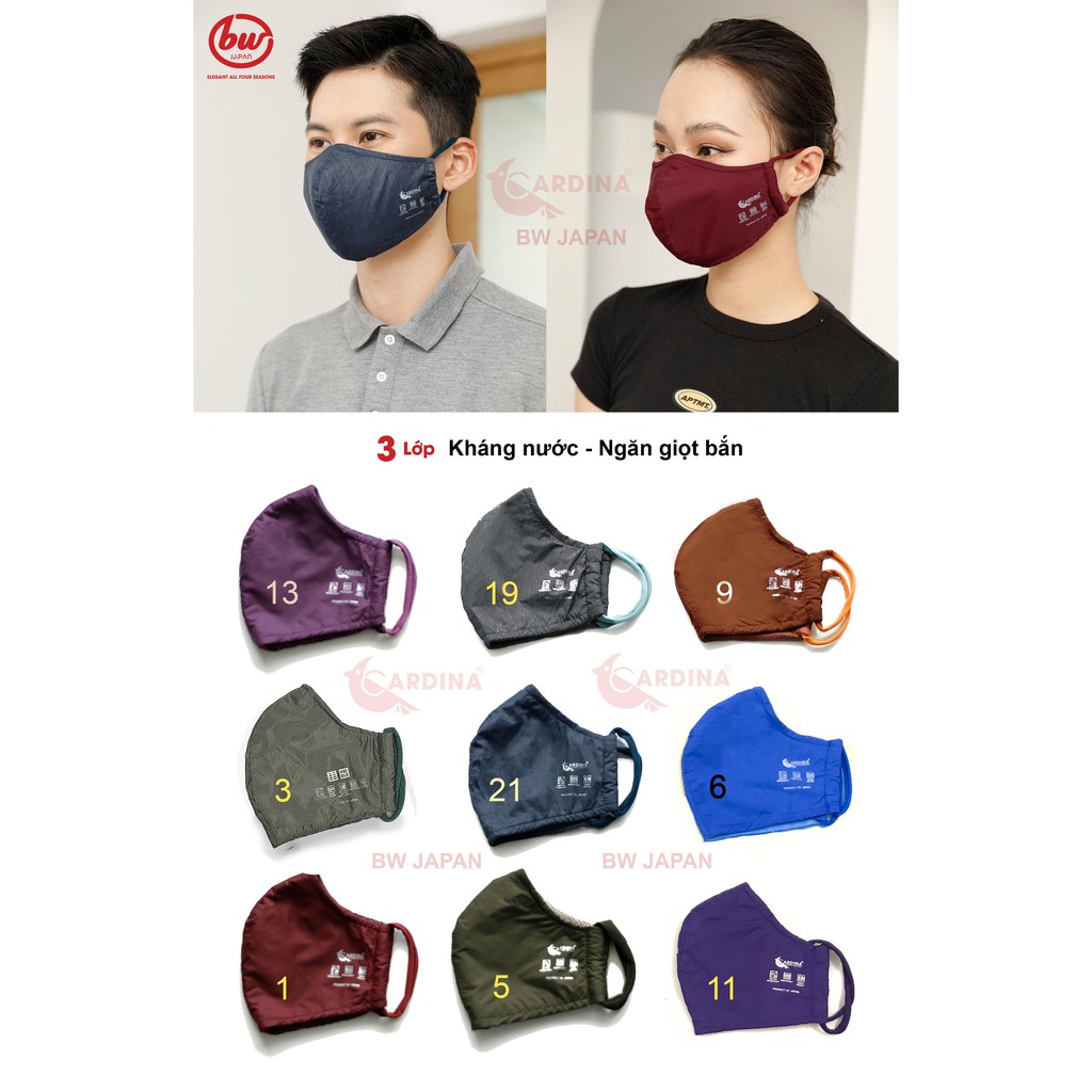Combo 10 Khẩu Trang Vải Gió 3 Lớp 𝐂𝐀𝐑𝐃𝐈𝐍𝐀 - Chống Thấm Nước, Ngăn giọt bắn ( giao màu ngẫu nhiên) | BigBuy360 - bigbuy360.vn