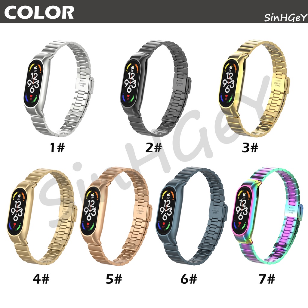 Dây Đeo Thay Thế Chất Liệu Kim Loại Không Gỉ Thời Trang Cho Xiaomi Mi Band 7 3 / 4 / 5 / 6