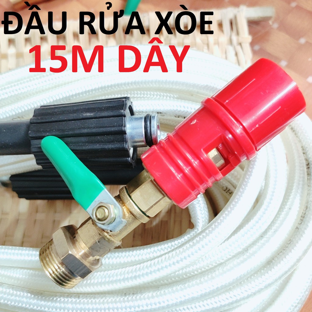 Đầu rửa điều hòa + 15M dây, đầu tăng chỉnh mỏ vịt, ren 22 lắp vào dây rửa xe, có khóa ngắt