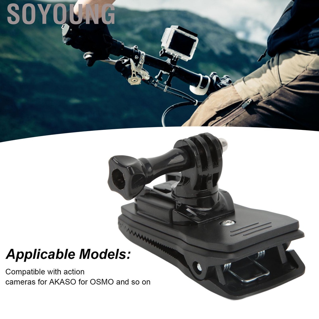 Soyoung Action Camera Backpack Clip 360 Degrees Rotating Plastic Fixing Clamp for Skiing