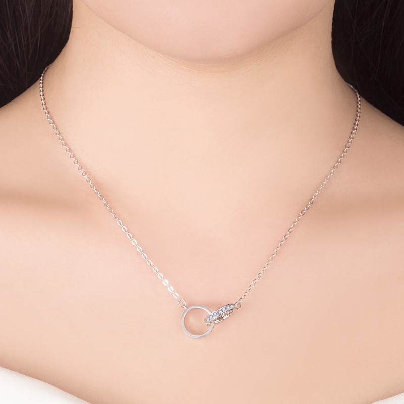 Vòng cổ Mặt Tròn Đôi Đính Đá Zircon Phong Cách Nhật Bản Thời Trang Cho Nữ