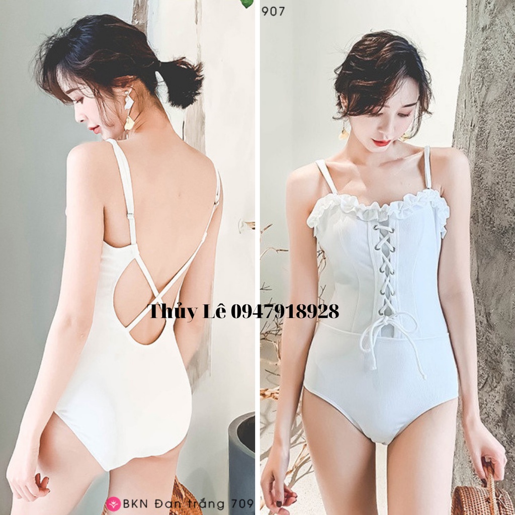 Bikini liền thân trắng phong cách tiểu thư sành điệu, ôm body, tôn dáng tuyệt đối