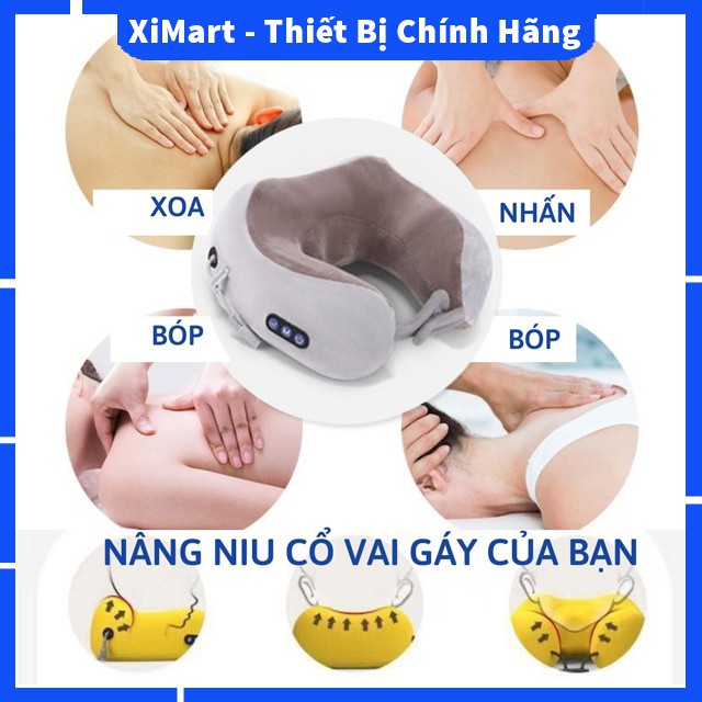 [BẢN MỚI NHẤT] Gối Massage Hồng Ngoại U-Shaped - Máy Matxa cổ vai gáy giảm đau nhức ngay trong 15p BH 1 đổi 1 - XiMart