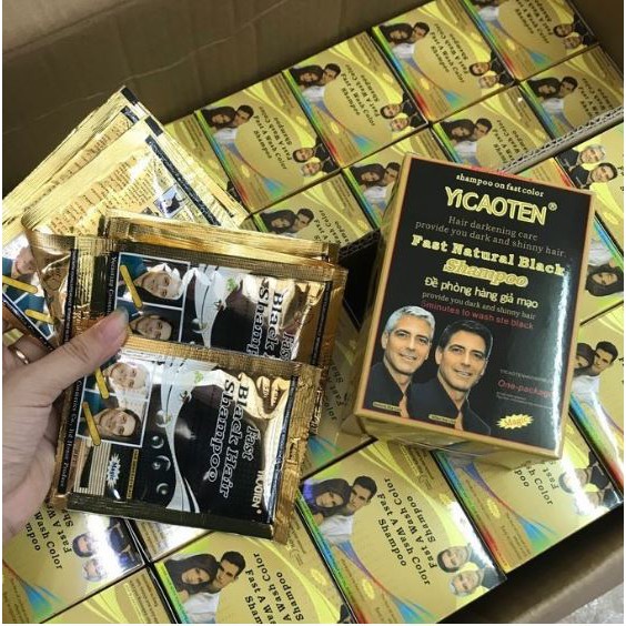 [Chính Hãng] Hộp Dầu Gội Nhuộm Đen Tóc YiCaoTen - Gội Là Đen (Hộp 10 Gói Có Kèm Bao Tay) | BigBuy360 - bigbuy360.vn