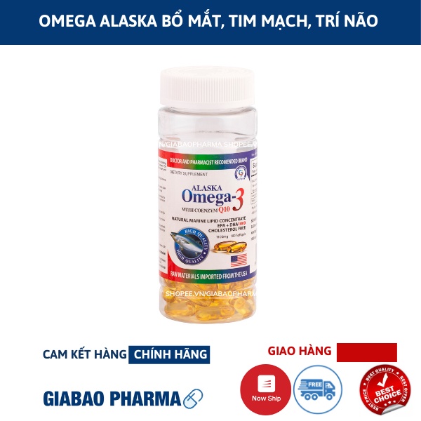 Viên uống Alaska Omega 3 Bổ Não, Tăng Cường Thị Lực, Giảm Nguy Cơ Mắc Bệnh Tim Mạch - Hộp 100 viên