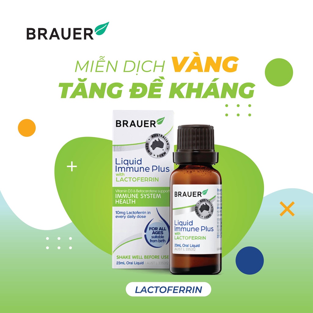 SIRO BRAUER Liquid Immune Plus With Lactoferrin-Hỗ trợ Tăng đề kháng từ sữa non Cho Bé Từ Sơ Sinh chai 23ml