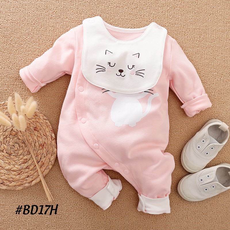 Bodysuit bé sơ sinh, áo sơ sinh cho bé từ 1 tháng đến 1 tuổi họa tiết xinh dễ thương chất liệu cotton 100% cao cấp DB17