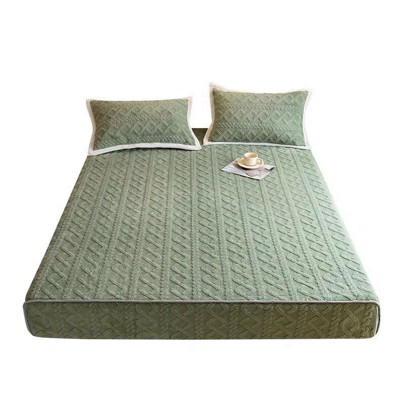 Ga cừu TAFURONG, ga len cừu mông cổ thế hệ mới, ga bọc đệm cao đếm 30cm tặng kèm 2 vỏ gối phối viền xinh xắn SHOP VŨ THỊ