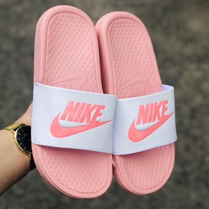 Dép unisex 𝐍𝐈𝐊𝐄 ❤️FREESHIP + Hộp❤️ dép quai ngang thể thao nam nữ mk in 𝐍𝐈𝐊𝐄-𝐁𝐚𝐧𝐚𝐬𝐬𝐢,trắng-quai-hồng