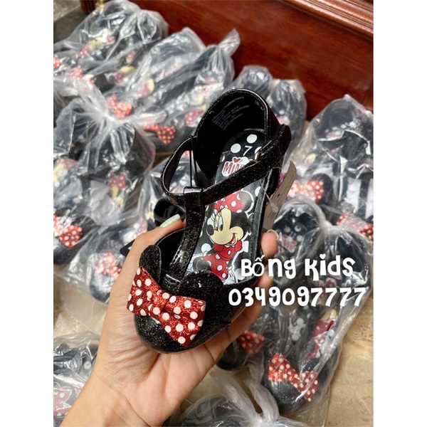 Giày Bé Gái Minnie Đen Bóng Đế 3p DN