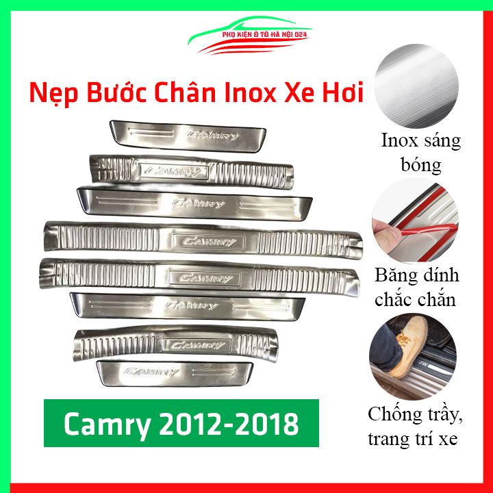 [Inox CAMRY 2012-2018] Bộ Nẹp Bước Chân Trong Ngoài Bằng Inox Cho Ô Tô - TOYOTA CAMRY 2012-2018