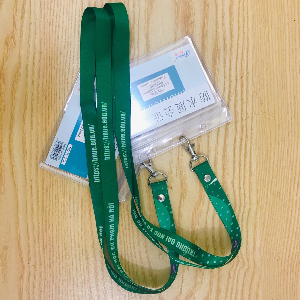 3 BỘ DÂY ĐEO THẺ TRƯỜNG ĐẠI HỌC SƯ PHẠM HÀ NỘI Bộ dây thẻ, bảng tên, bao đựng thẻ, dây đeo 1.5cm x 90cm