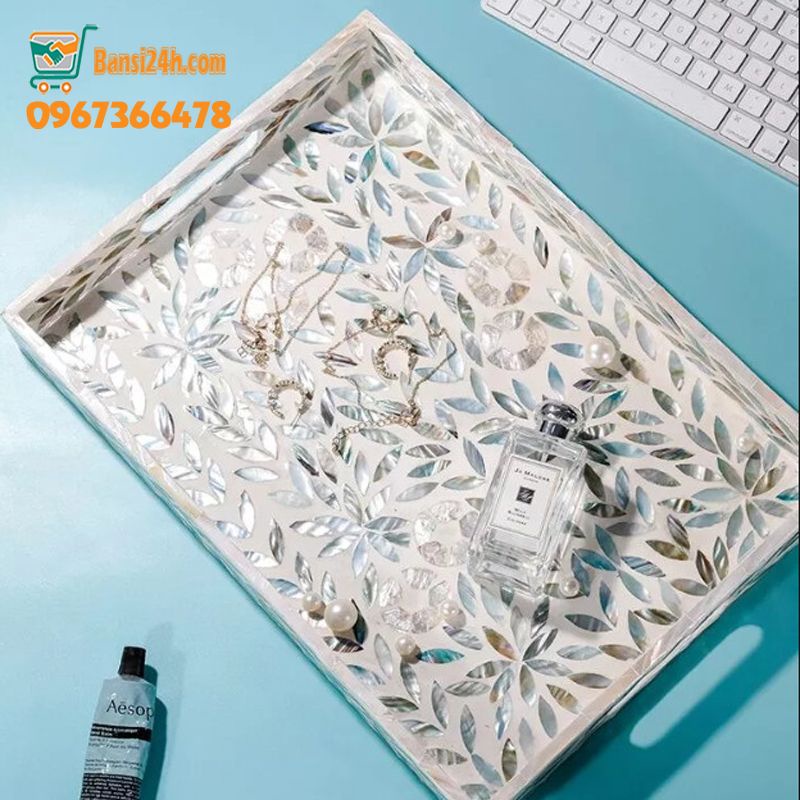 Khay sơn mài khảm trai cao cấp có quai sang trọng, hàng xuất khẩu đi USA còn dư SỐ LƯỢNG CÓ HẠN