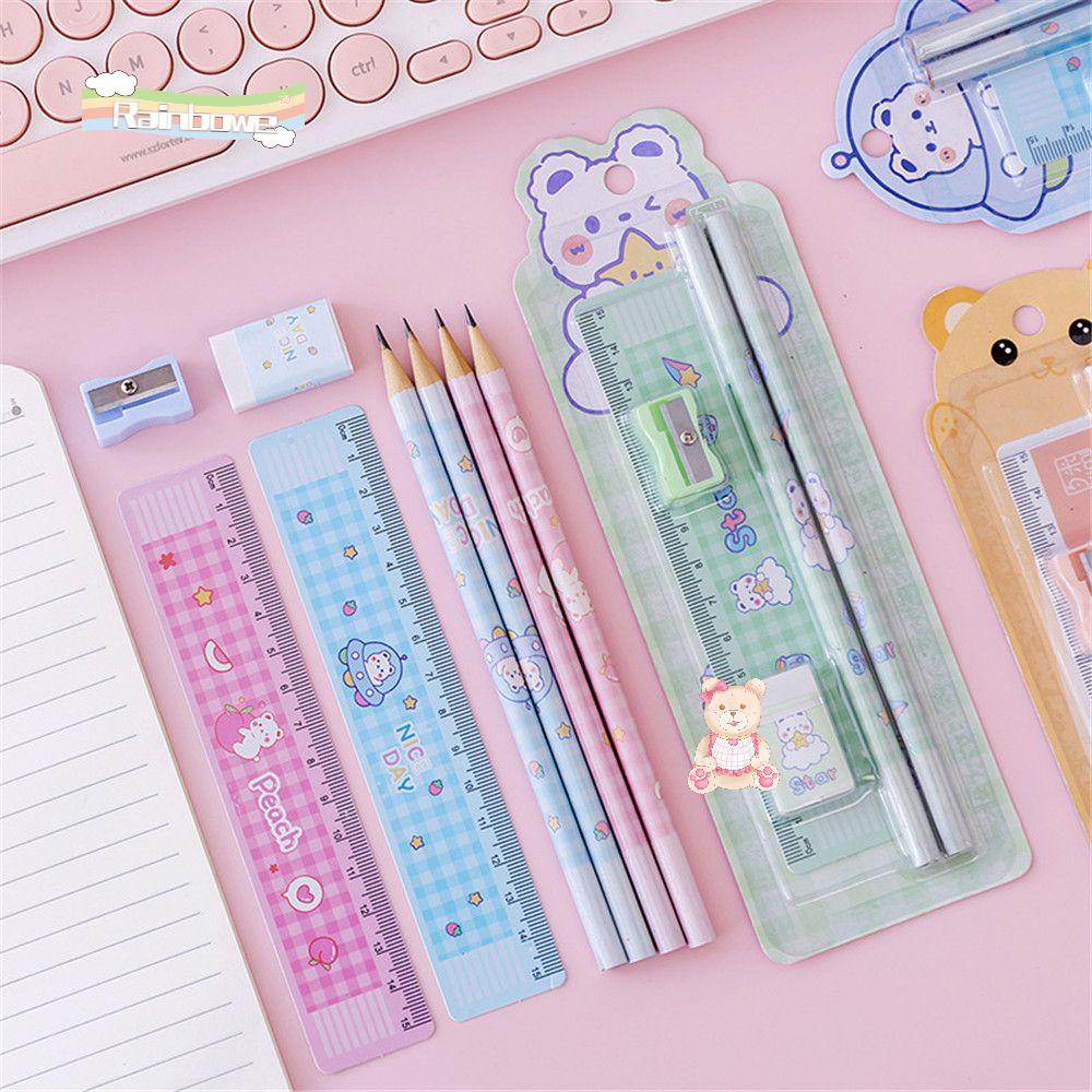 Set 5 Món Dụng Cụ Học Tập Gồm Bút Chì + Tẩy Tiện Dụng Cho Học Sinh