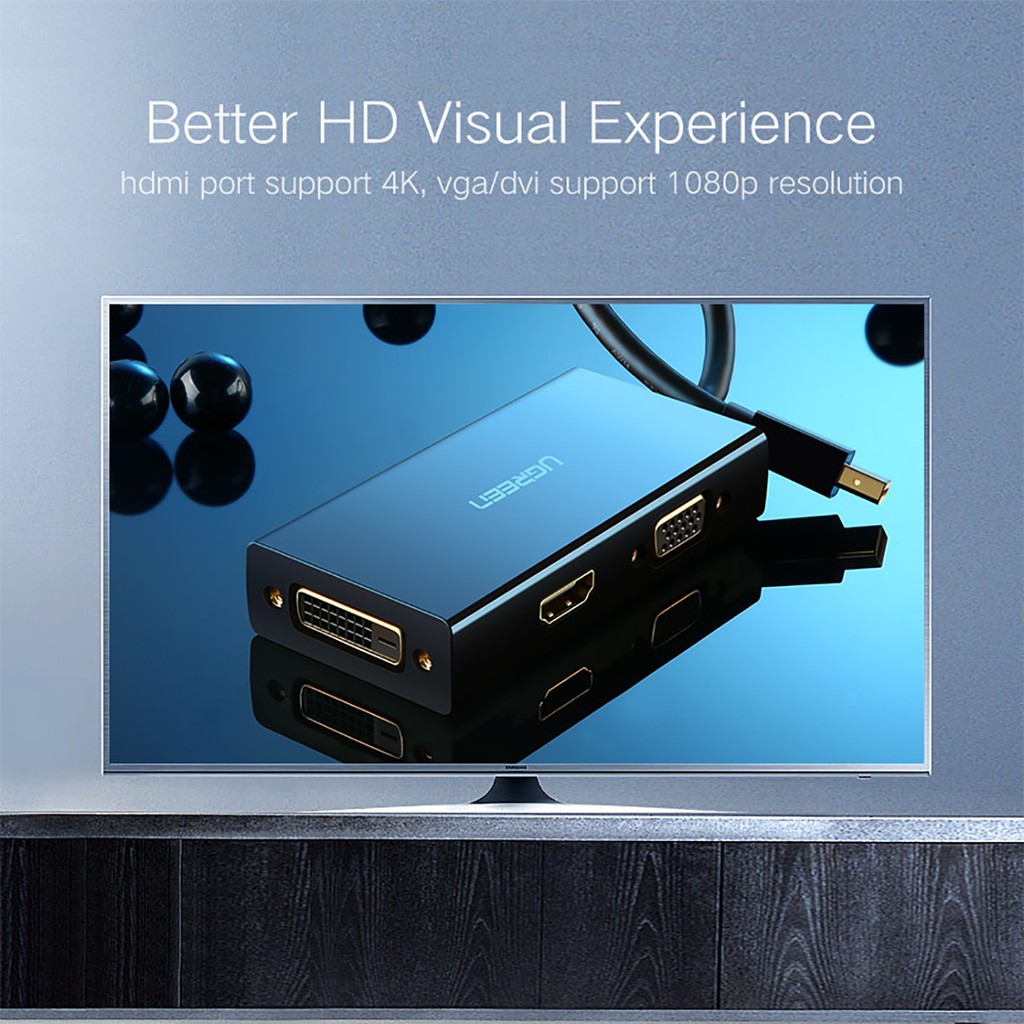 Cáp Mini DisplayPort ra HDMI + VGA + DVI Cao Cấp UGREEN MD114