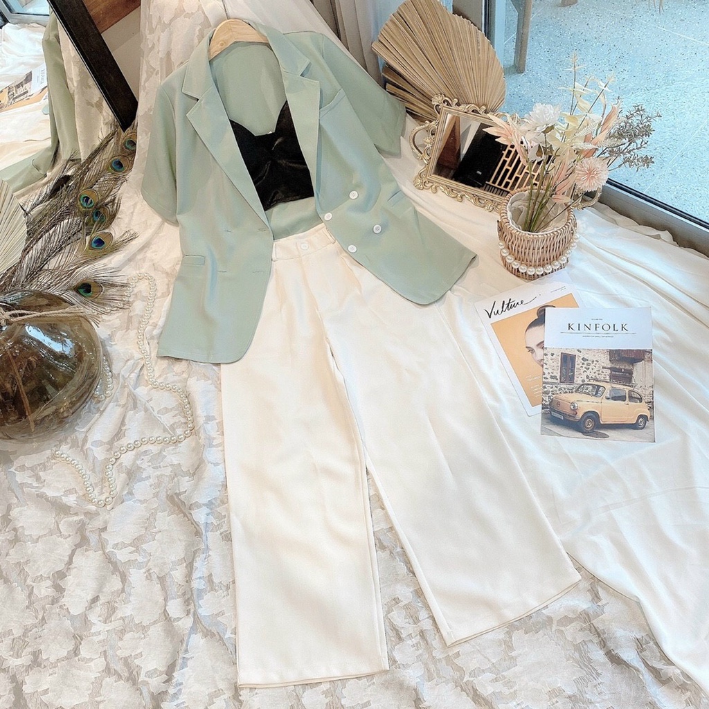 Blazer tay ngắn (hàng có sẵn) hình thật shop chụp | BigBuy360 - bigbuy360.vn