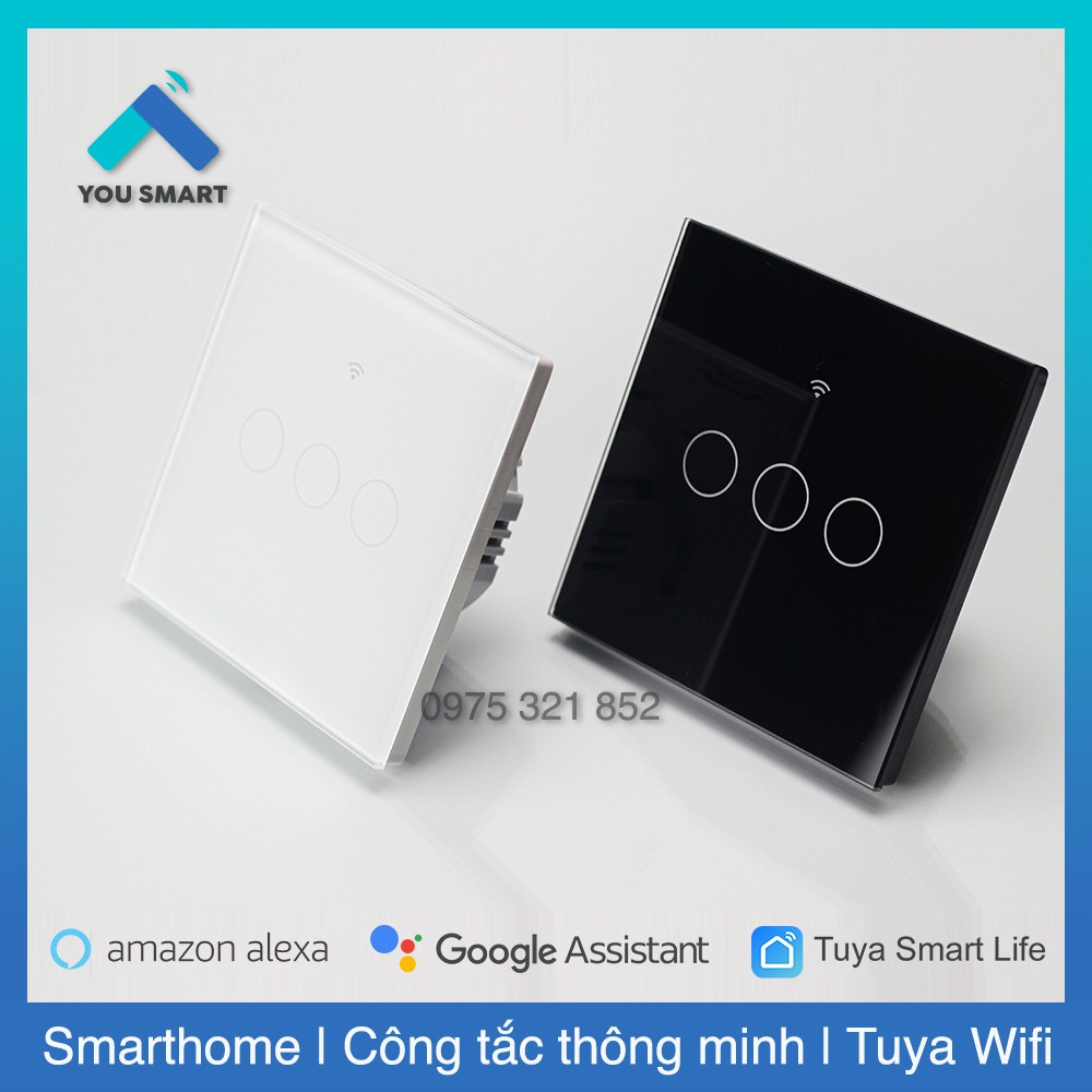 Công Tắc KHÔNG DÂY N NGUỘI - Thông Minh Wifi Tuya Vuông 1-2-3 Nút