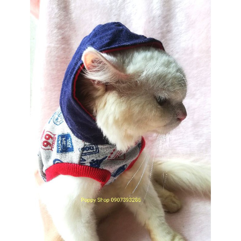 Áo Thun 2 Lớp Cho Chó Mèo Áo Hoodie Có Mũ Đồ Noel Chó Mèo