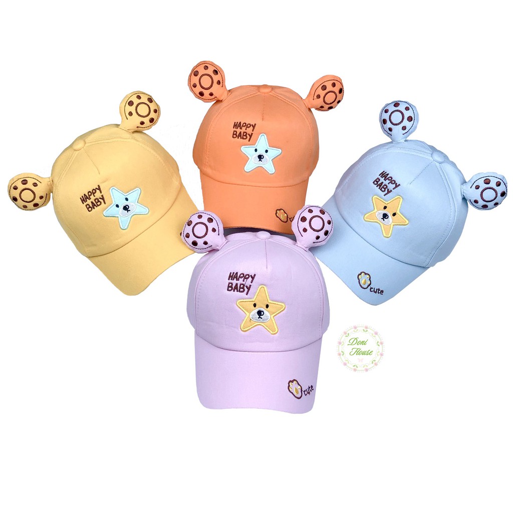 Nón Kết Mũ Lưỡi Trai Từ 3 4 5 Tuổi Vòng Đầu 51cm Cho Bé Trai Bé Gái Thêu Hình Ngôi Sao Xinh Xắn NK34