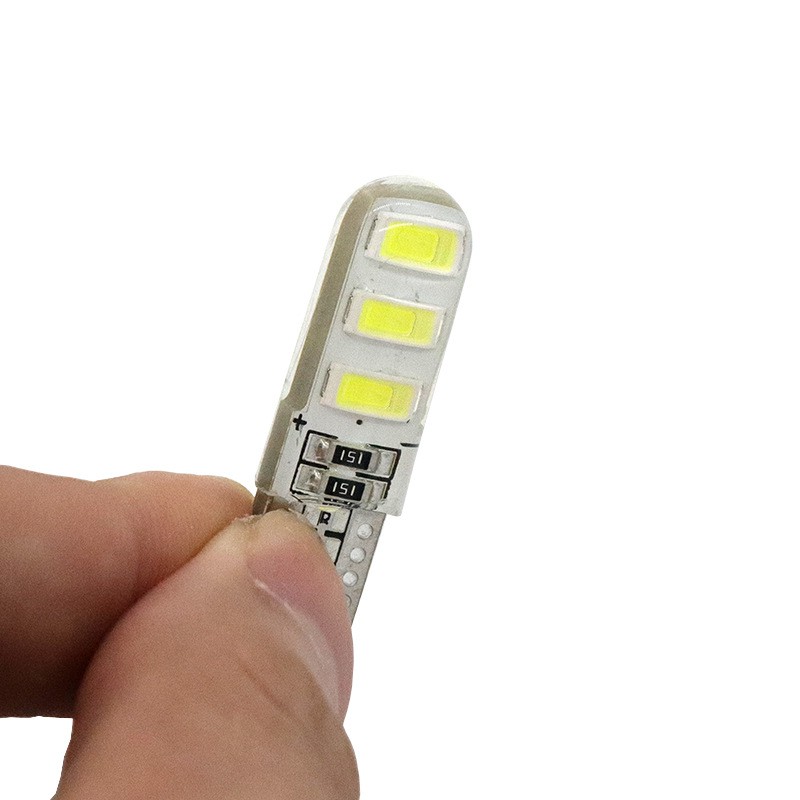 01 bóng đèn LED T10 12v 6SMD 5630 SILICON lắp cho demi, xi nhan xe máy