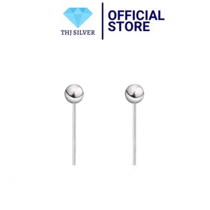 khuyên nụ tròn chuẩn bạc ta size 4ly - THJ SLIVER