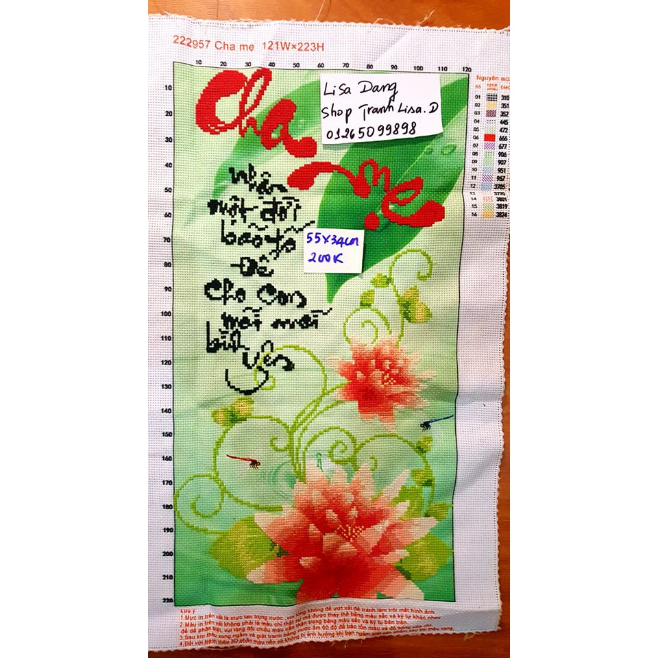 Tranh thêu CHA MẸ(đã thêu)55x34cm