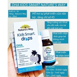Thực phẩm bảo vệ sức khoẻ Kids Smart drops DHA 20ml Nature's way nội địa úc