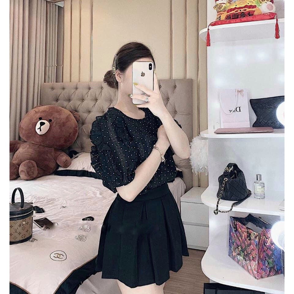 Chân váy xếp ly ngắn bản to Design Cao Cấp