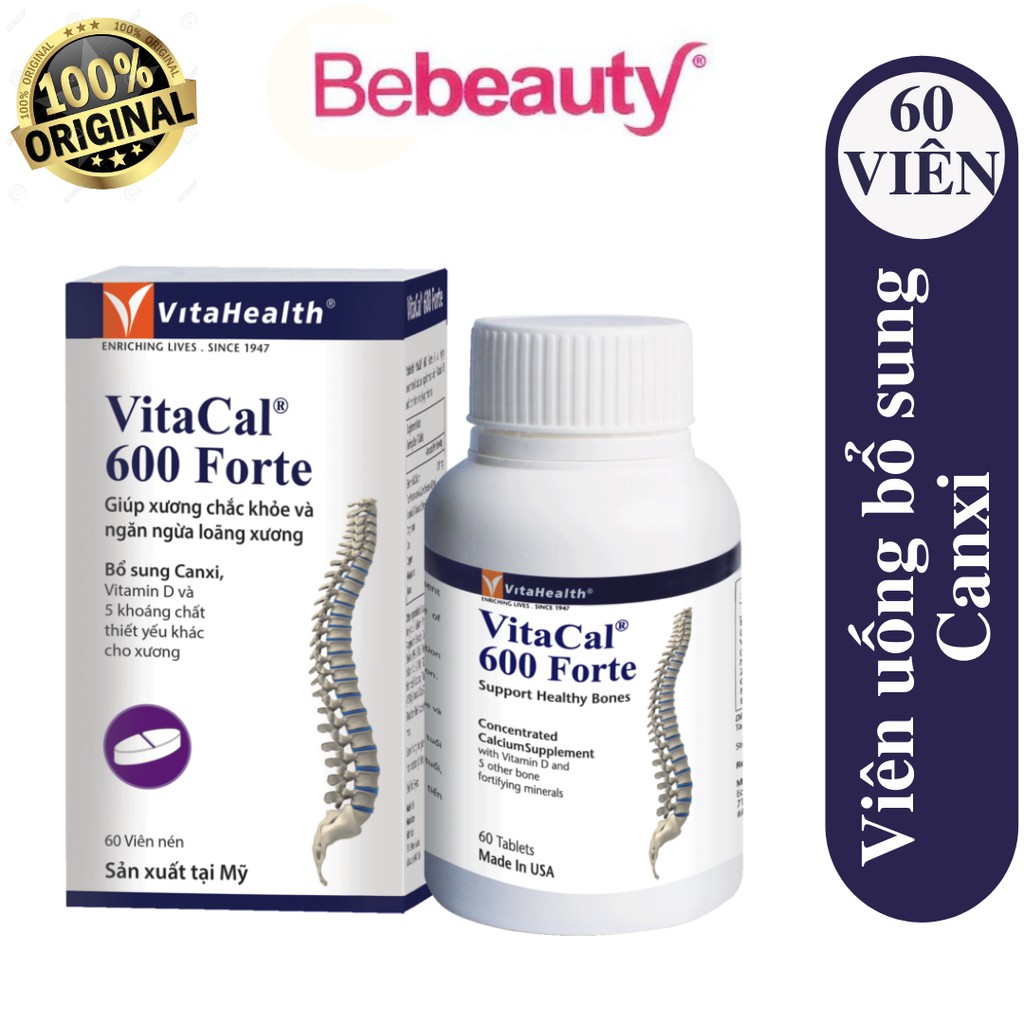 Viên Uống Bổ Sung Canxi Vitahealth Vitacal 600 Forte 60 Viên