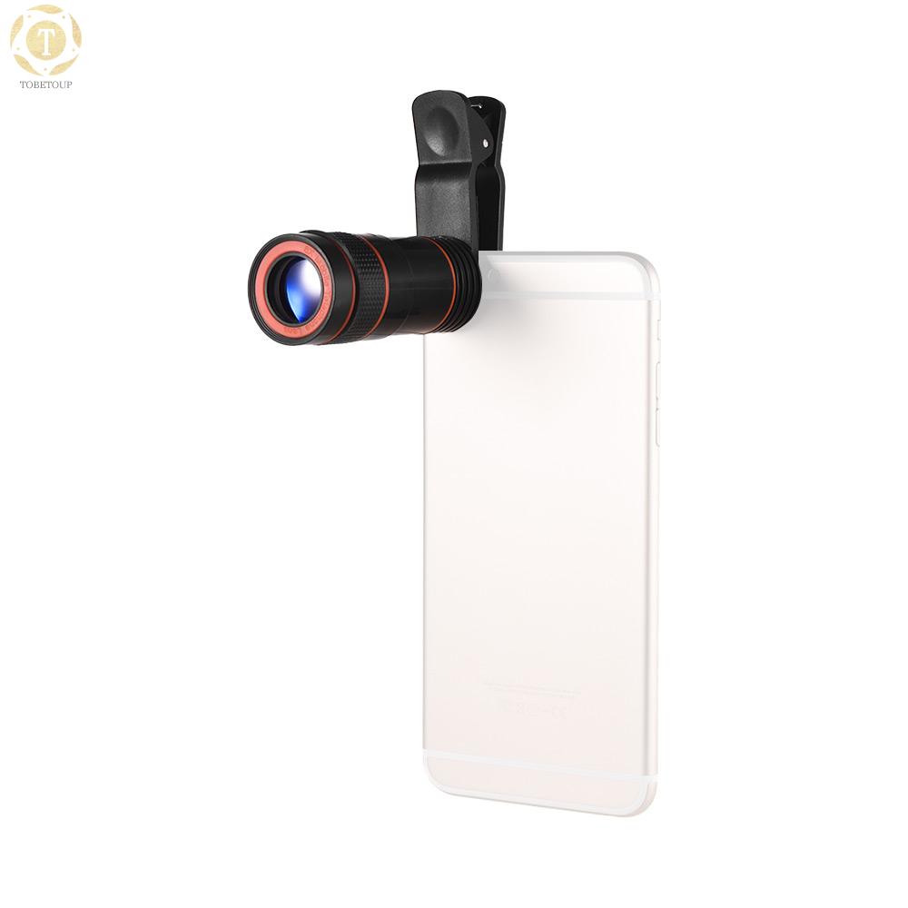 Shipped within 12 hours】 8X Zoom Optical Smartphone Telephoto Lens Portable Mobile Phone Telescope Lens with Clip Universal for iPhone Samsung HUAWEI Xiaomi HTC Most Phones Phone Lens [TO]